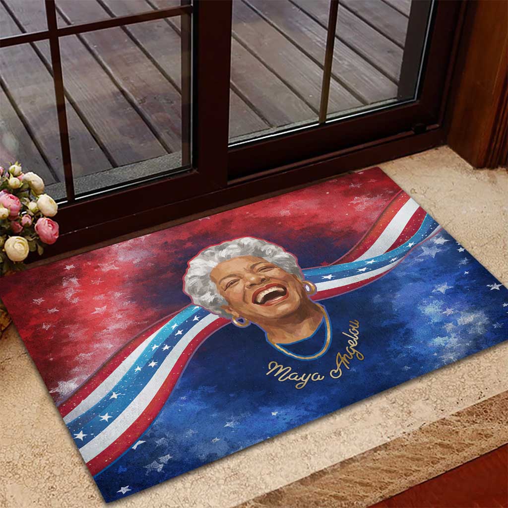 Maya Angelou Rubber Doormat Inspirational Life Mission Quote Celebration of Joy Passion and Compassion - Wonder Print Shop
