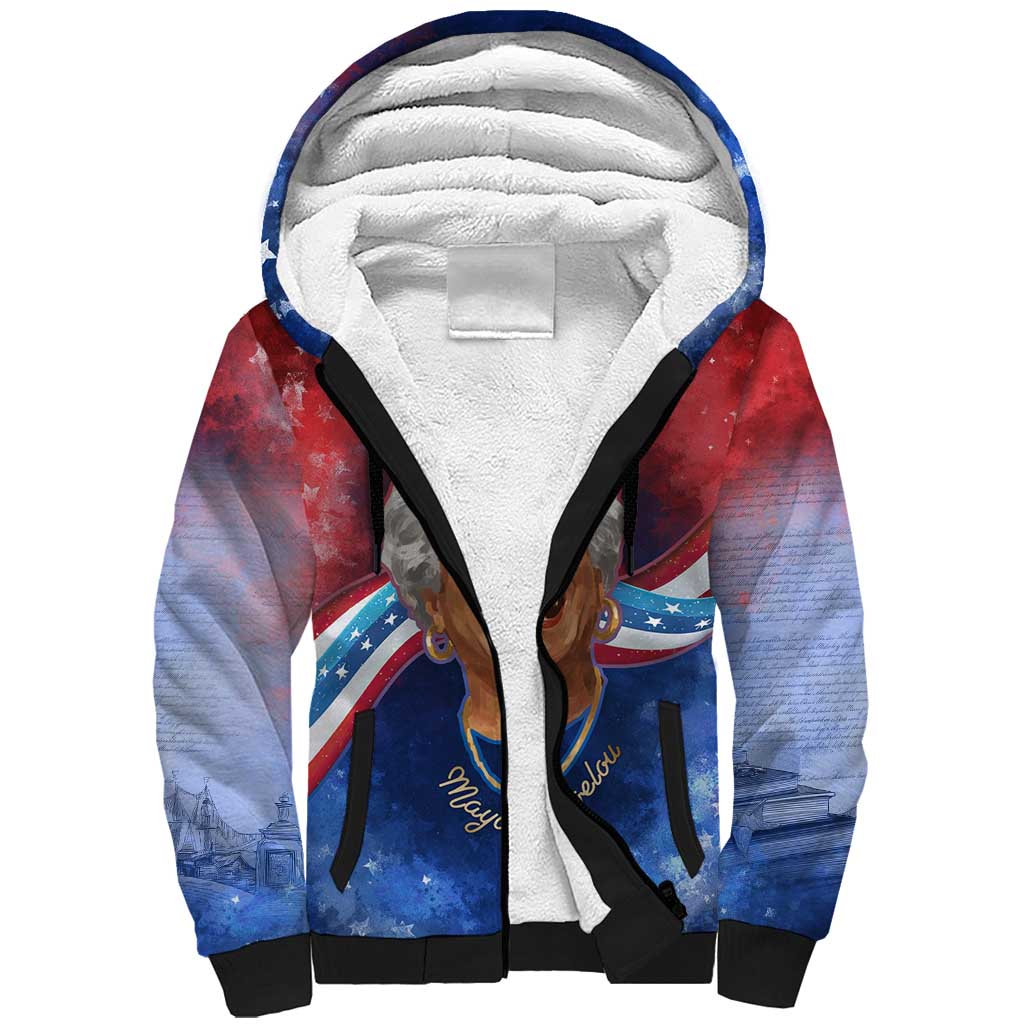 Maya Angelou Sherpa Hoodie Inspirational Life Mission Quote Celebration of Joy Passion and Compassion - Wonder Print Shop