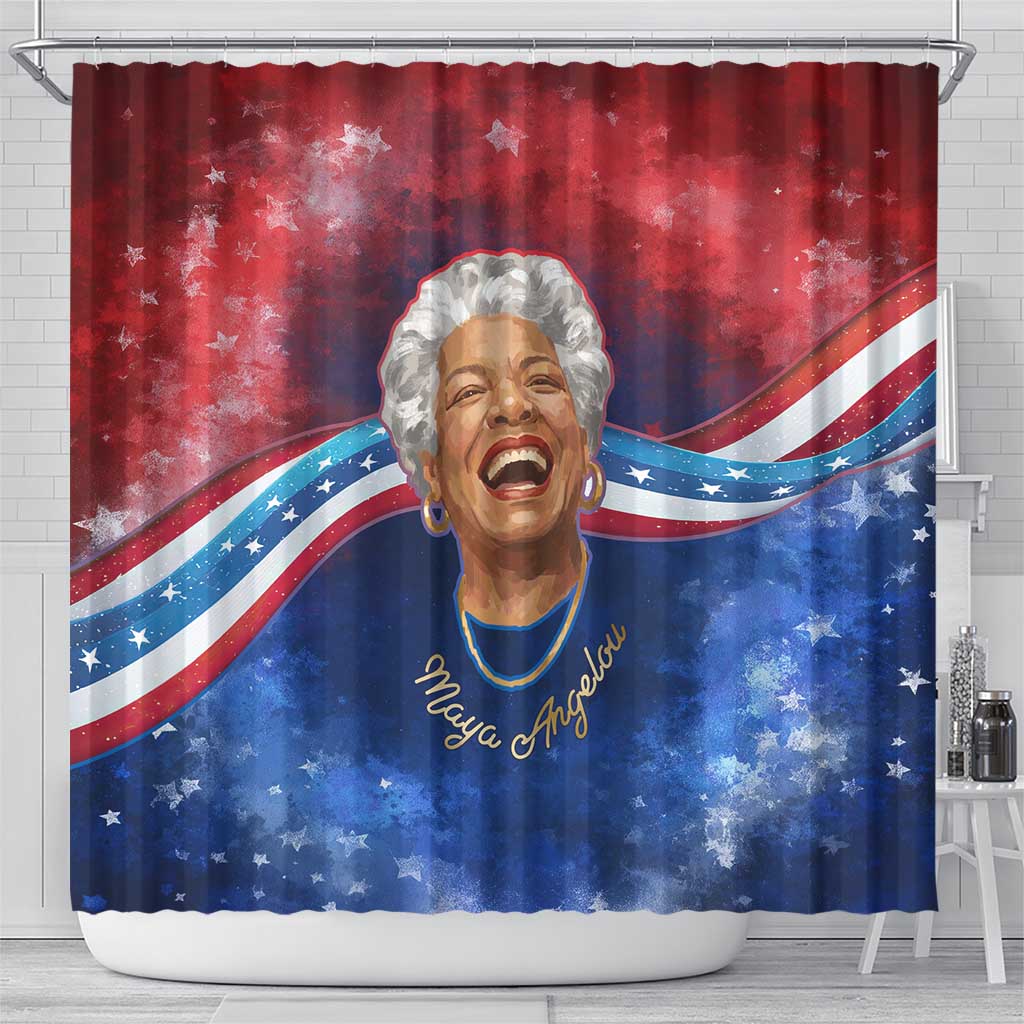 Maya Angelou Shower Curtain Inspirational Life Mission Quote Celebration of Joy Passion and Compassion - Wonder Print Shop