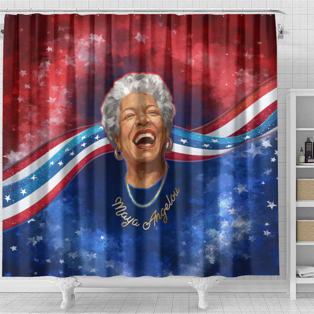 Maya Angelou Shower Curtain Inspirational Life Mission Quote Celebration of Joy Passion and Compassion - Wonder Print Shop