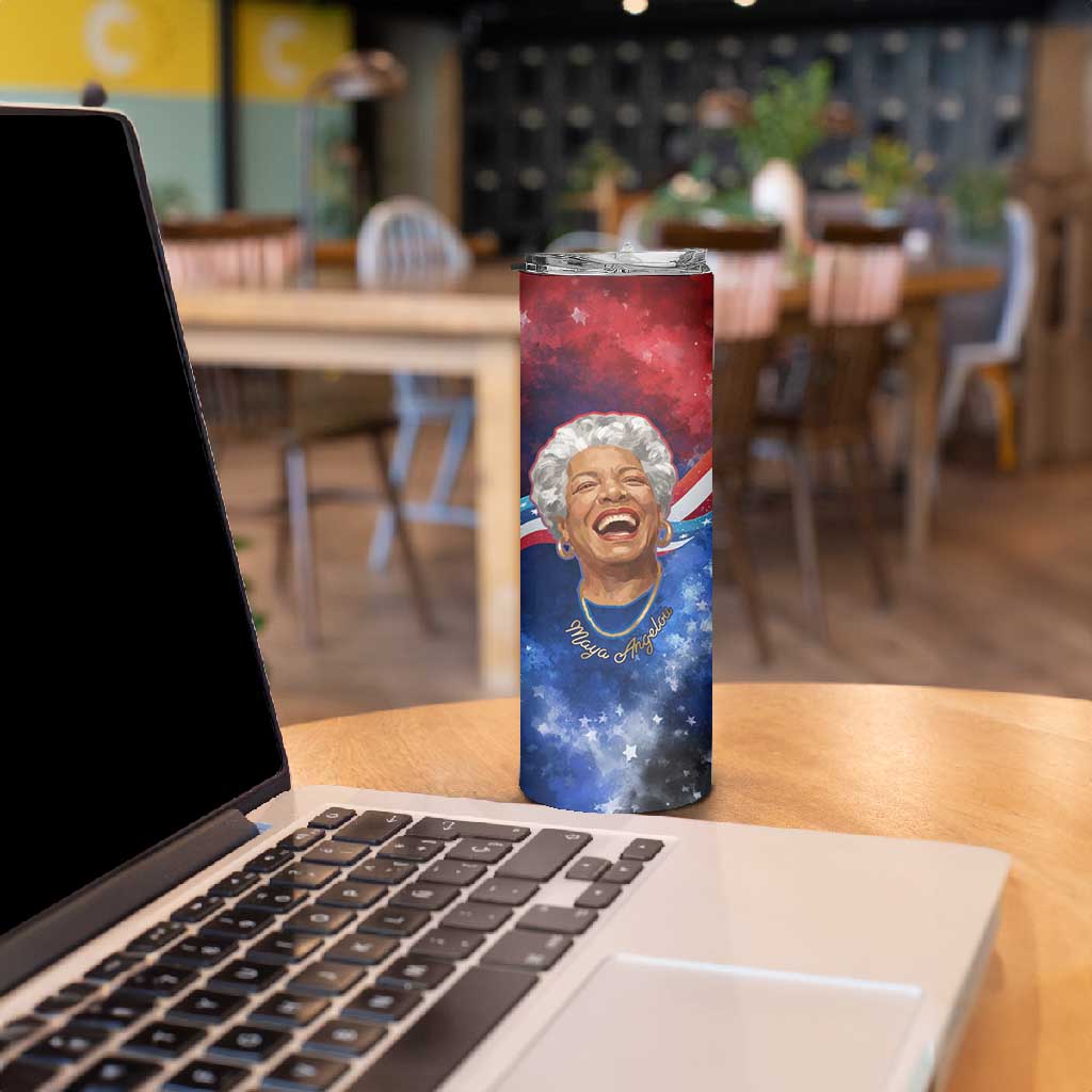 Maya Angelou Skinny Tumbler Inspirational Life Mission Quote Celebration of Joy Passion and Compassion - Wonder Print Shop