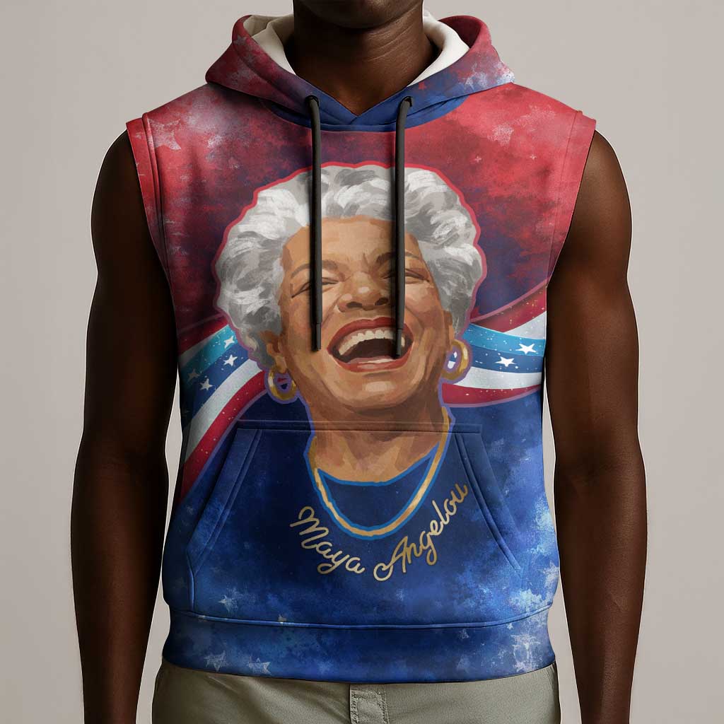 Maya Angelou Sleeveless Hoodie Inspirational Life Mission Quote Celebration of Joy Passion and Compassion - Wonder Print Shop