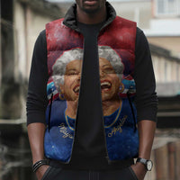 Maya Angelou Sleeveless Puffer Jacket Inspirational Life Mission Quote Celebration of Joy Passion and Compassion - Wonder Print Shop
