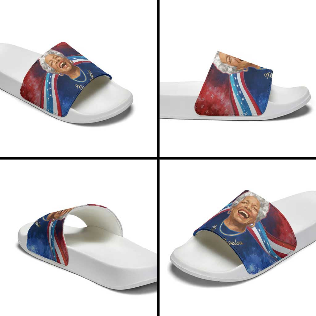 Maya Angelou Slide Sandals Inspirational Life Mission Quote Celebration of Joy Passion and Compassion - Wonder Print Shop