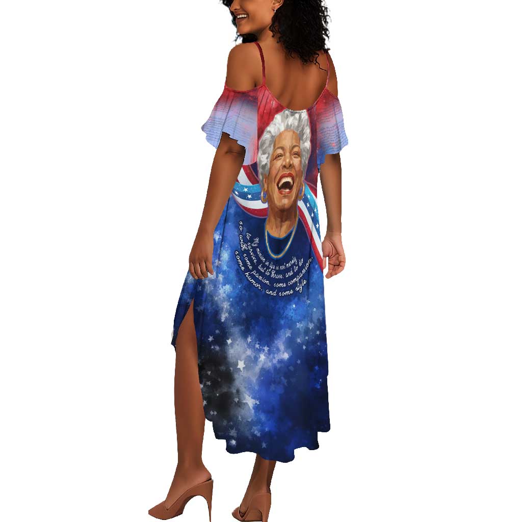 Maya Angelou Summer Maxi Dress Inspirational Life Mission Quote Celebration of Joy Passion and Compassion - Wonder Print Shop