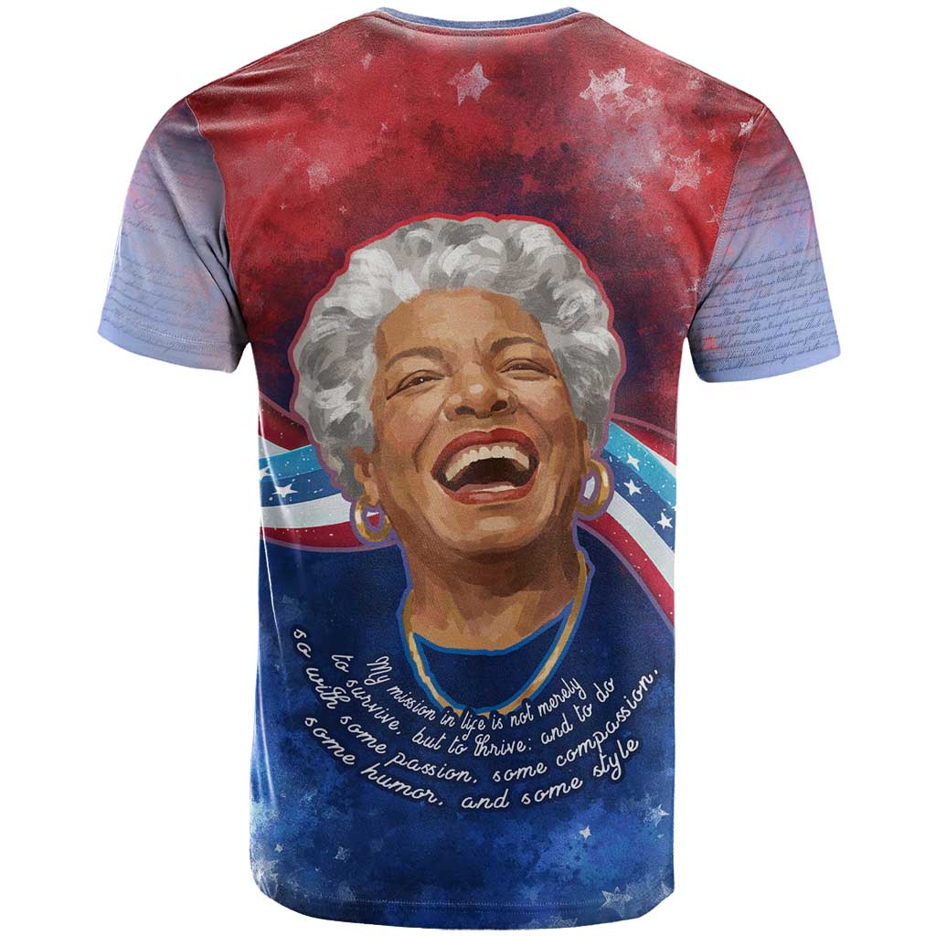 Maya Angelou T shirt Inspirational Life Mission Quote Celebration of Joy Passion and Compassion - Wonder Print Shop