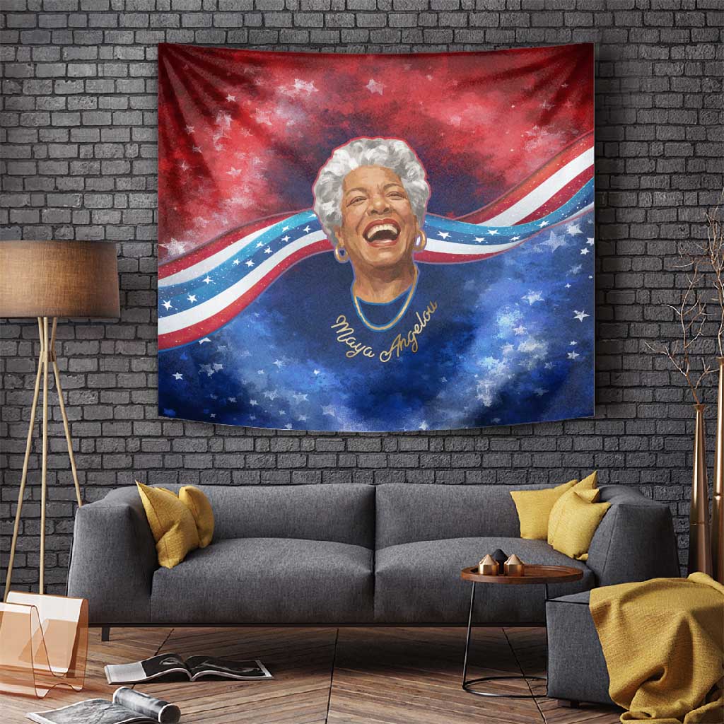 Maya Angelou Tapestry Inspirational Life Mission Quote Celebration of Joy Passion and Compassion - Wonder Print Shop
