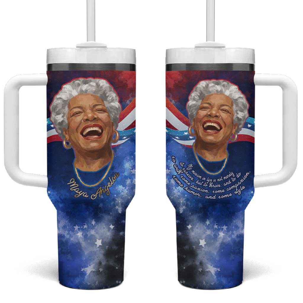 Maya Angelou Tumbler With Handle Inspirational Life Mission Quote Celebration of Joy Passion and Compassion - Wonder Print Shop