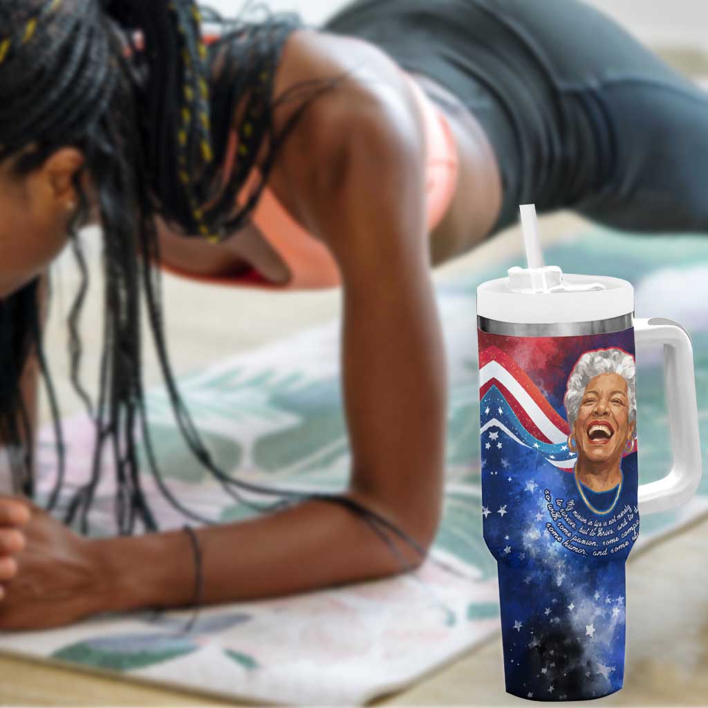 Maya Angelou Tumbler With Handle Inspirational Life Mission Quote Celebration of Joy Passion and Compassion - Wonder Print Shop