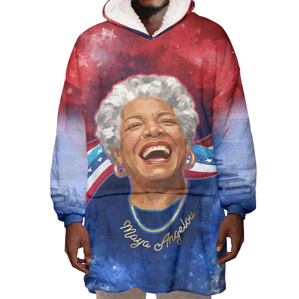 Maya Angelou Wearable Blanket Hoodie Inspirational Life Mission Quote Celebration of Joy Passion and Compassion - Wonder Print Shop