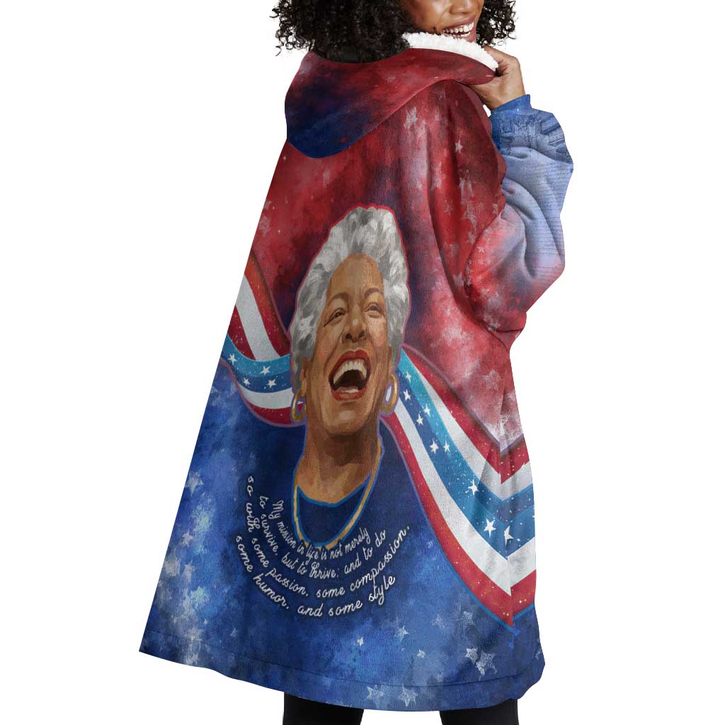 Maya Angelou Wearable Blanket Hoodie Inspirational Life Mission Quote Celebration of Joy Passion and Compassion - Wonder Print Shop