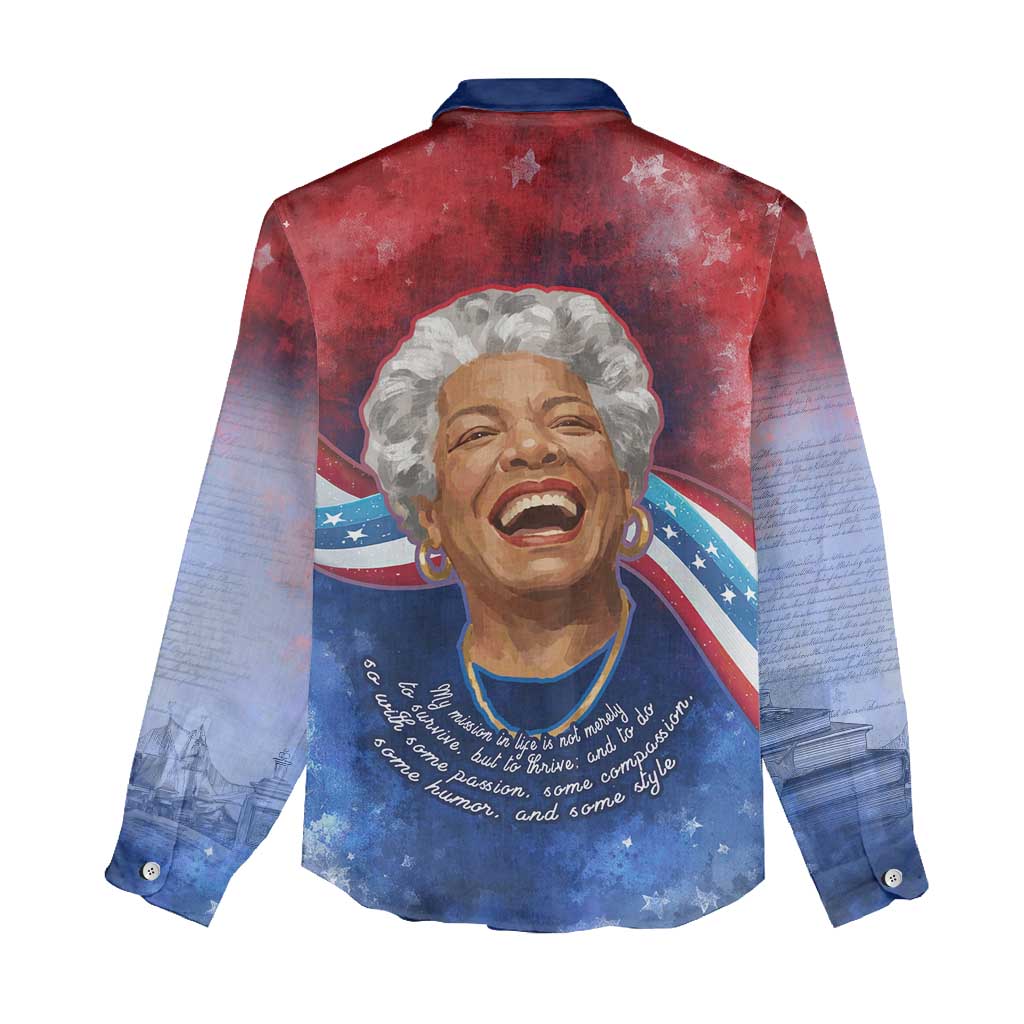 Maya Angelou Women Casual Shirt Inspirational Life Mission Quote Celebration of Joy Passion and Compassion - Wonder Print Shop