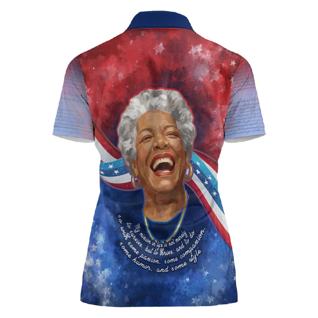 Maya Angelou Women Polo Shirt Inspirational Life Mission Quote Celebration of Joy Passion and Compassion - Wonder Print Shop