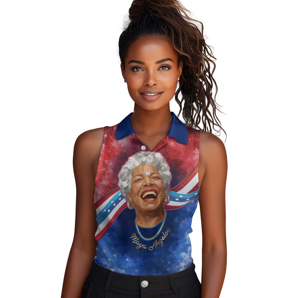 Maya Angelou Women Sleeveless Polo Shirt Inspirational Life Mission Quote Celebration of Joy Passion and Compassion - Wonder Print Shop
