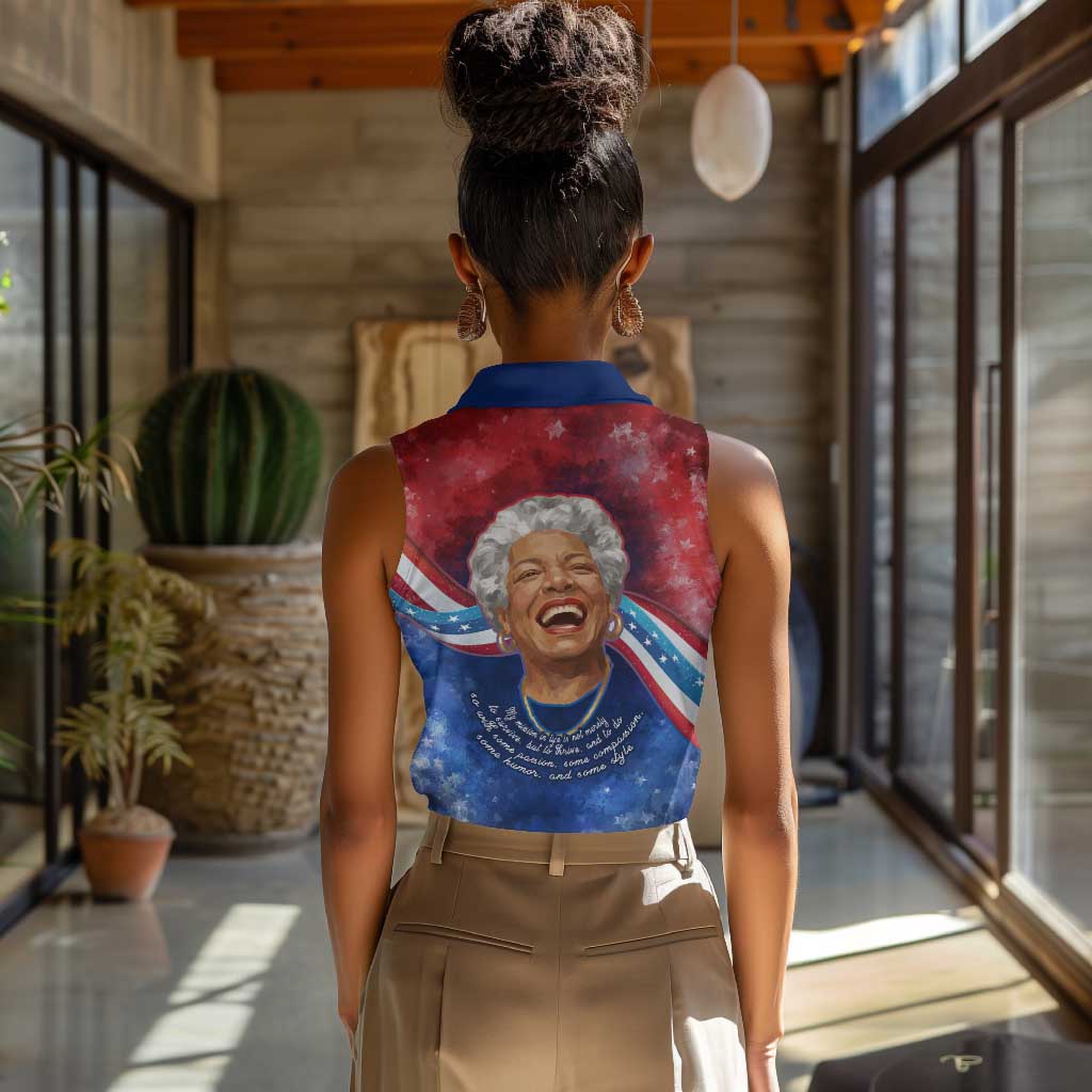 Maya Angelou Women Sleeveless Polo Shirt Inspirational Life Mission Quote Celebration of Joy Passion and Compassion - Wonder Print Shop