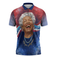 Maya Angelou Zipper Polo Shirt Inspirational Life Mission Quote Celebration of Joy Passion and Compassion - Wonder Print Shop
