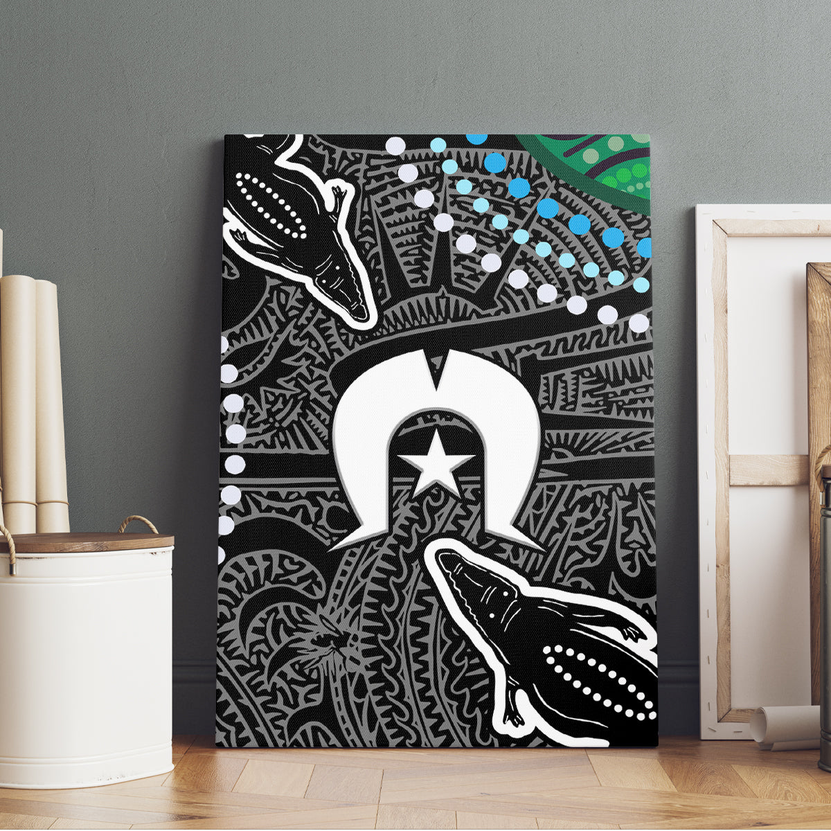 Torest Trait Islands Mix Crocodine Aboriginal Pattern Canvas Wall Art - Wonder Print Shop