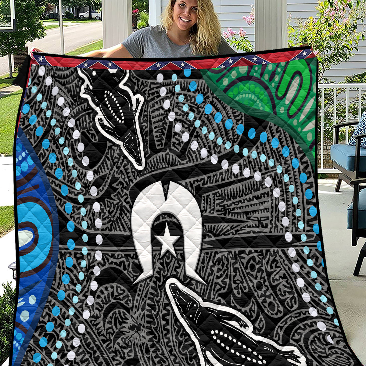 Torest Trait Islands Mix Crocodine Aboriginal Pattern Quilt - Wonder Print Shop