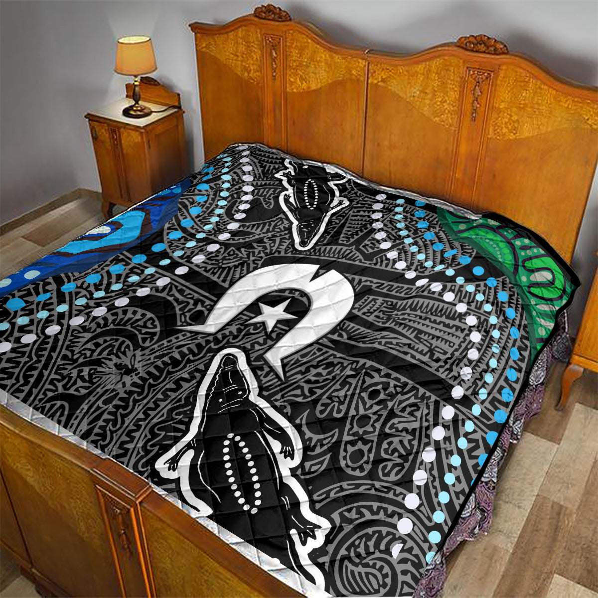 Torest Trait Islands Mix Crocodine Aboriginal Pattern Quilt - Wonder Print Shop