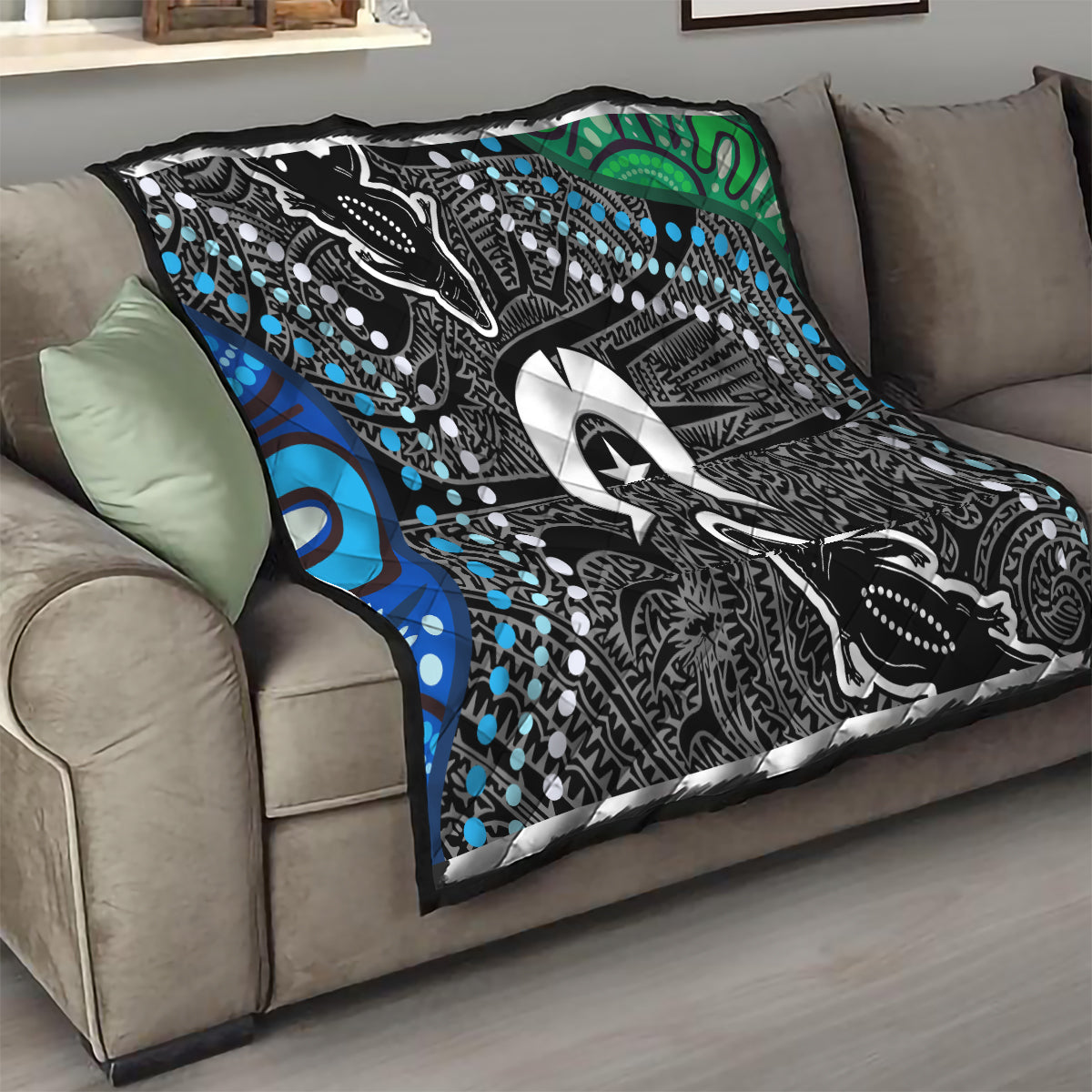 Torest Trait Islands Mix Crocodine Aboriginal Pattern Quilt - Wonder Print Shop
