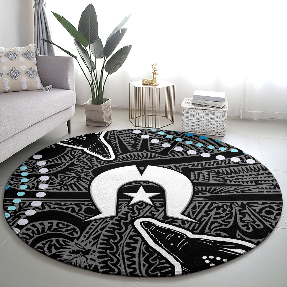 Torest Trait Islands Mix Crocodine Aboriginal Pattern Round Carpet