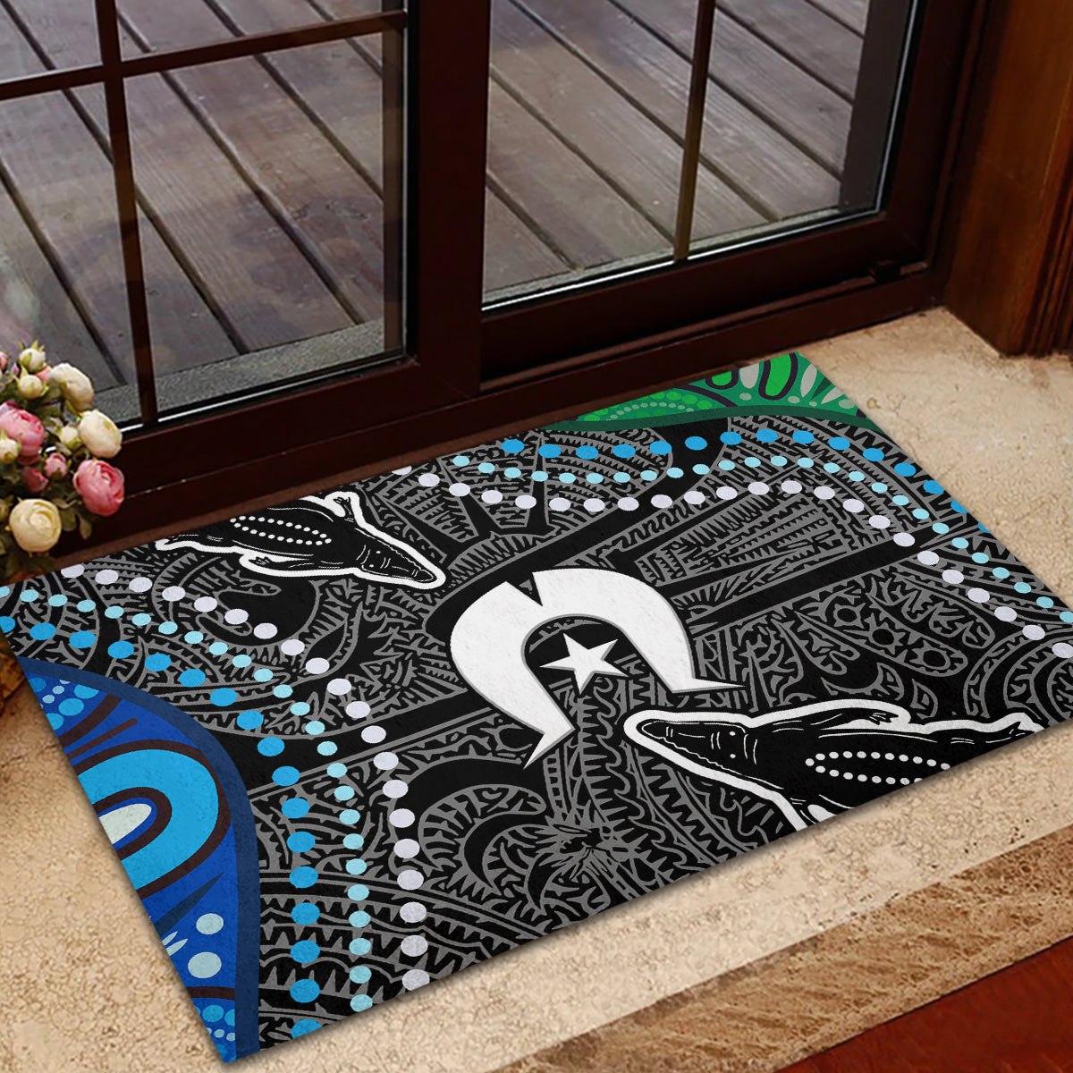 Torest Trait Islands Mix Crocodine Aboriginal Pattern Rubber Doormat - Wonder Print Shop