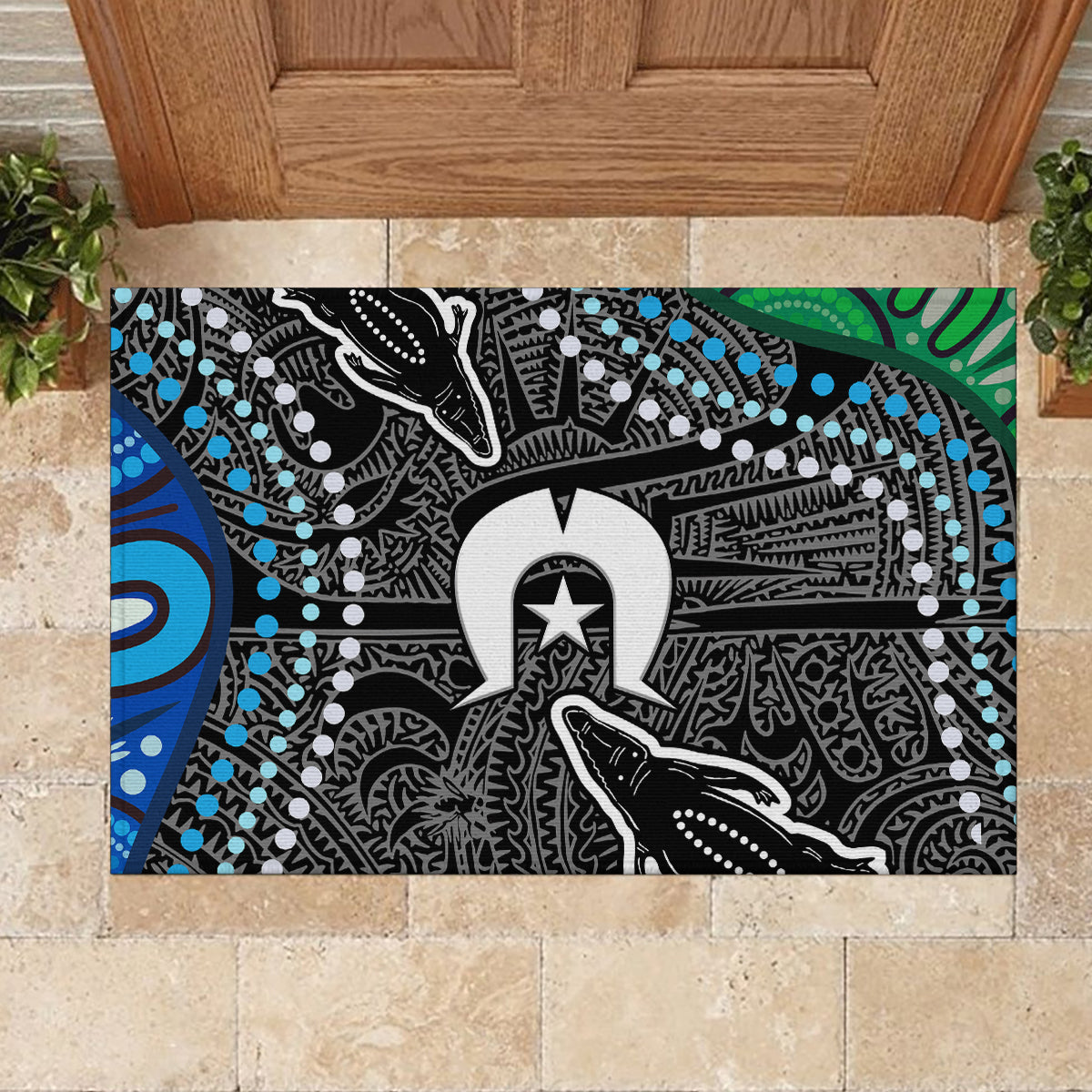 Torest Trait Islands Mix Crocodine Aboriginal Pattern Rubber Doormat - Wonder Print Shop