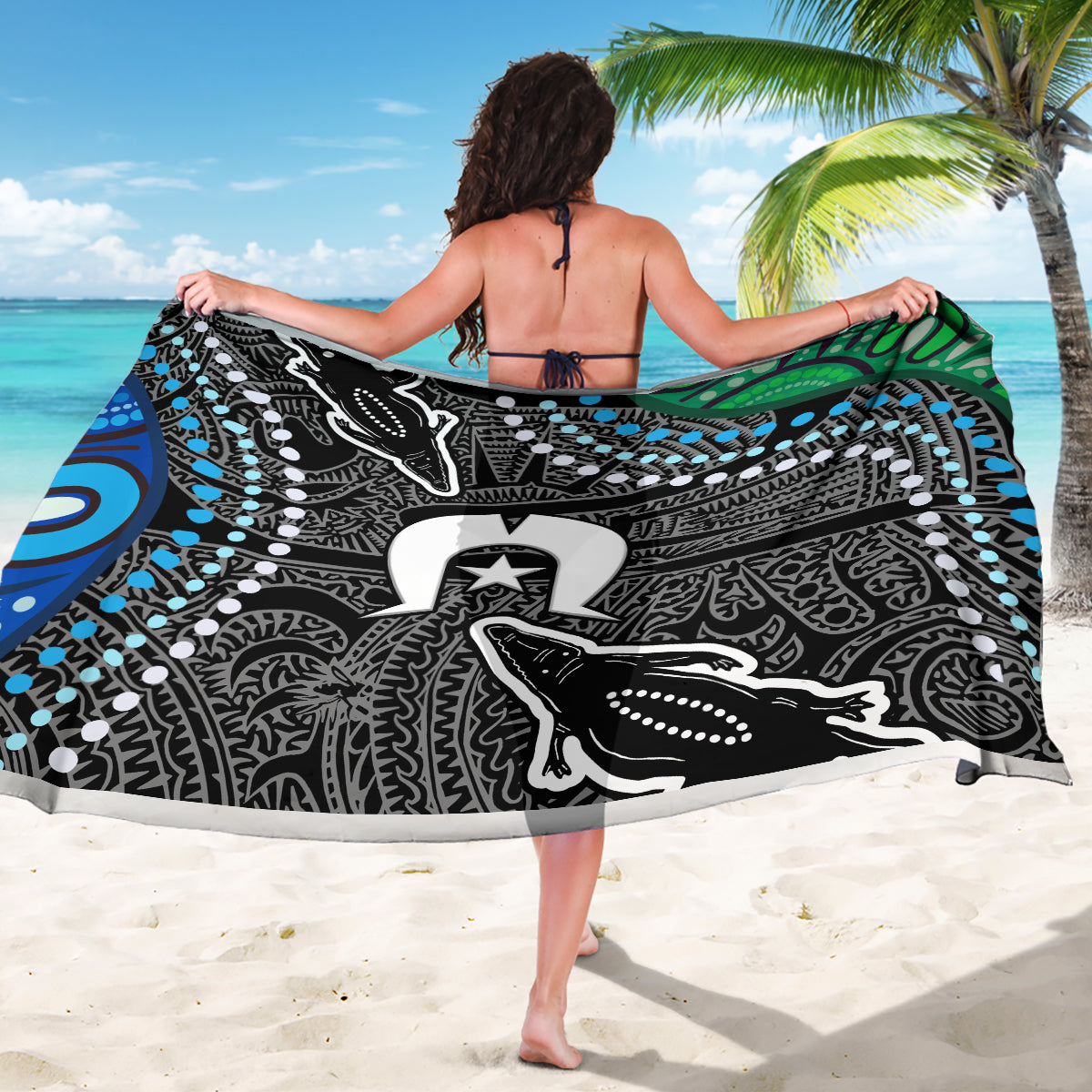 Torest Trait Islands Mix Crocodine Aboriginal Pattern Sarong - Wonder Print Shop