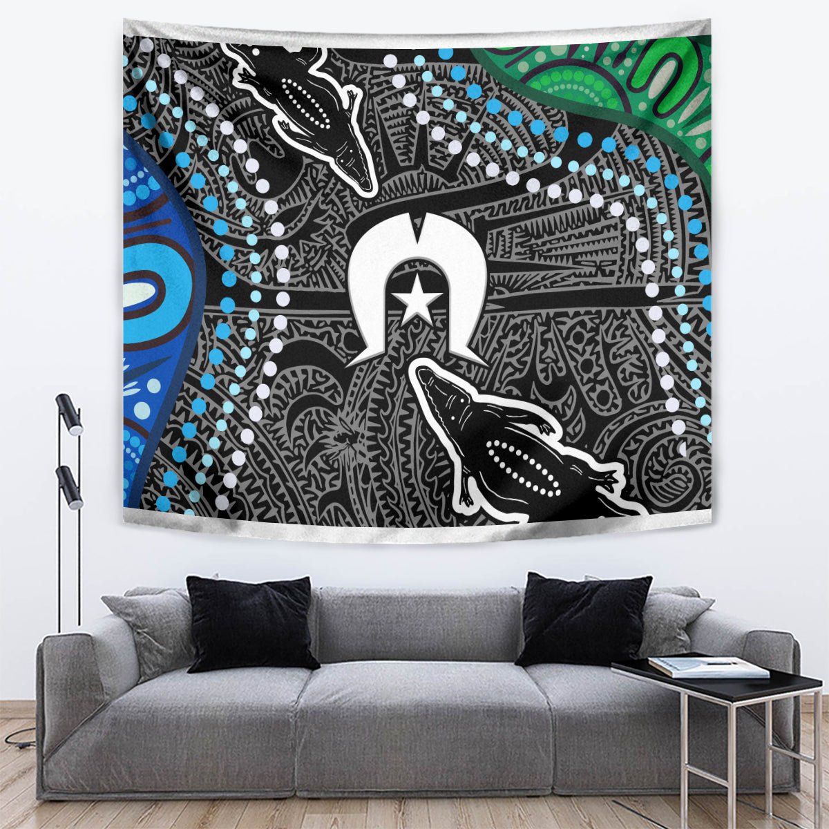 Torest Trait Islands Mix Crocodine Aboriginal Pattern Tapestry - Wonder Print Shop