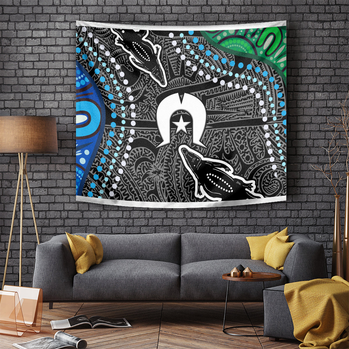 Torest Trait Islands Mix Crocodine Aboriginal Pattern Tapestry - Wonder Print Shop