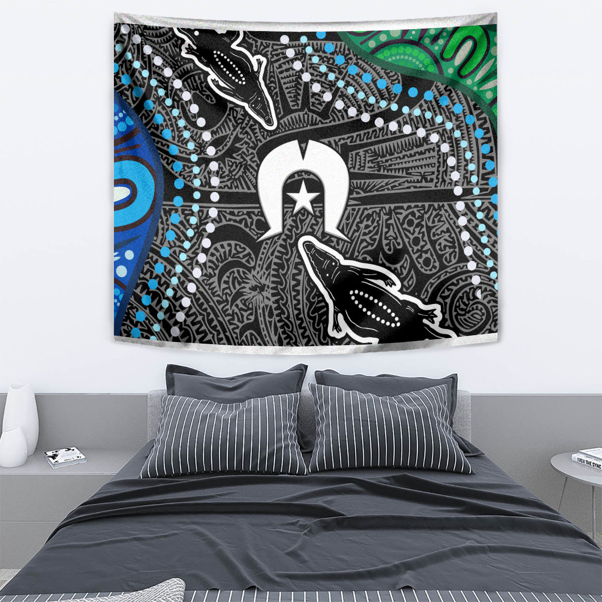 Torest Trait Islands Mix Crocodine Aboriginal Pattern Tapestry - Wonder Print Shop