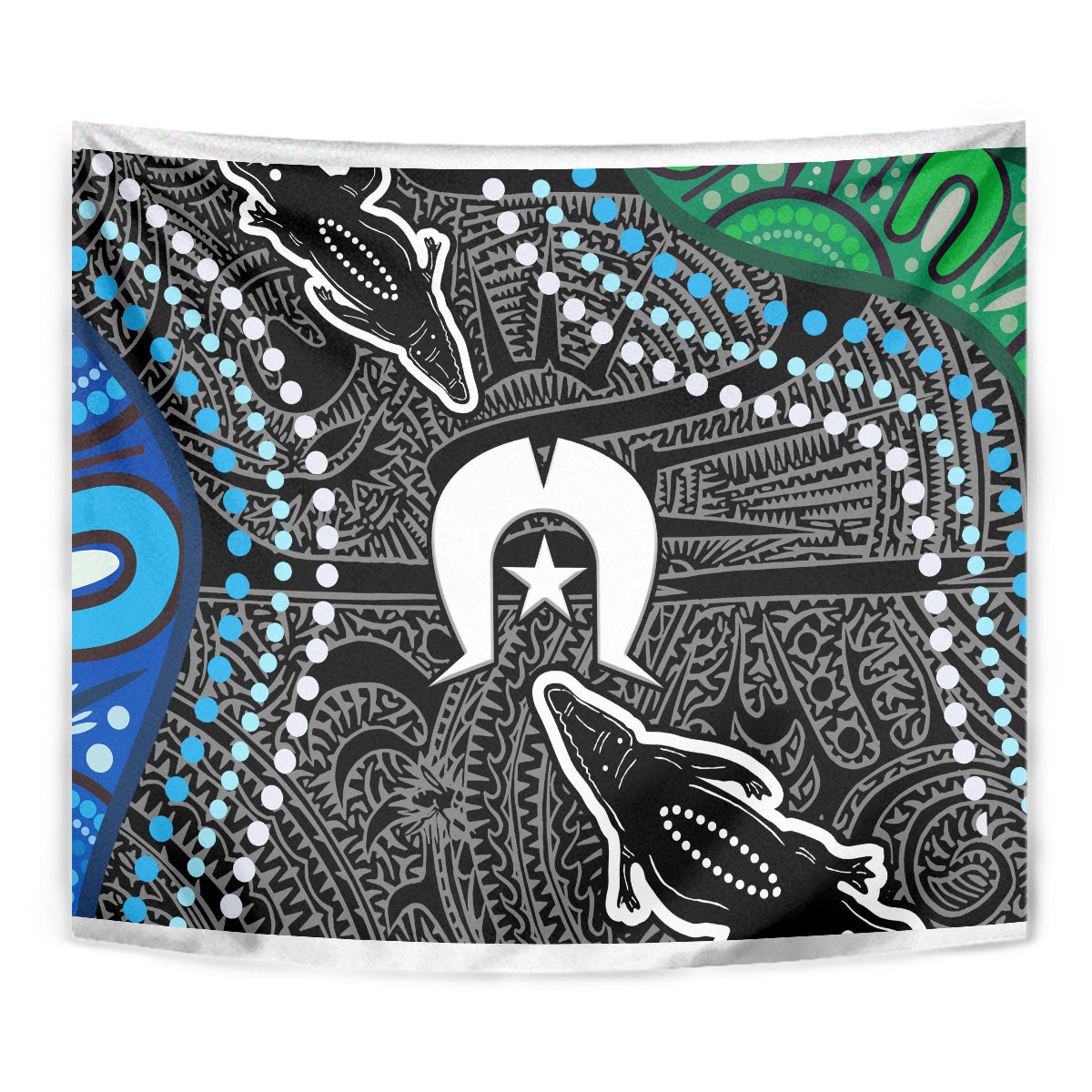Torest Trait Islands Mix Crocodine Aboriginal Pattern Tapestry - Wonder Print Shop