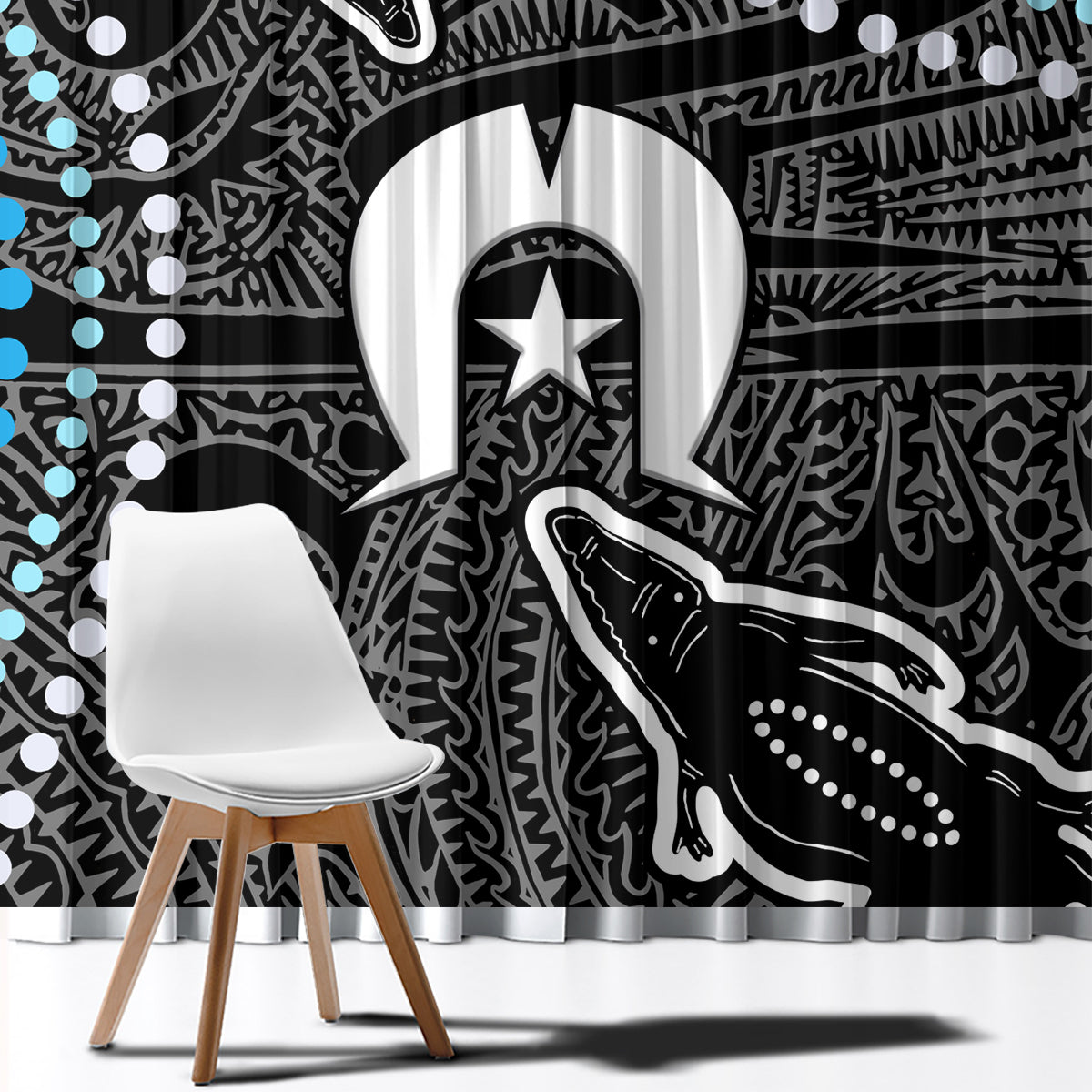 Torest Trait Islands Mix Crocodine Aboriginal Pattern Window Curtain - Wonder Print Shop