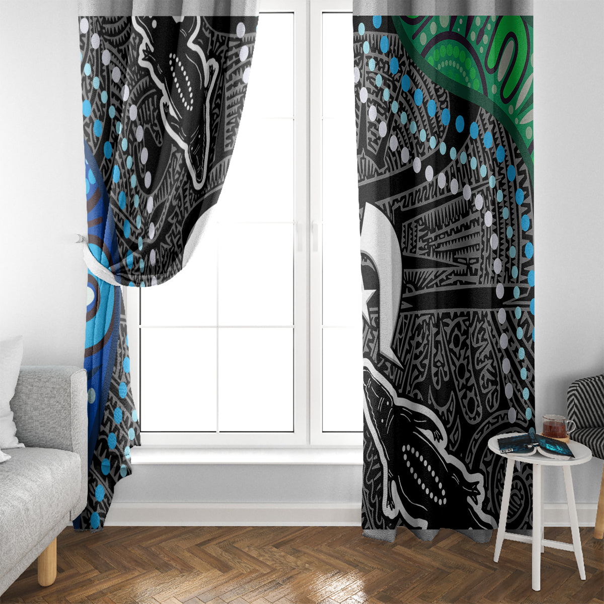 Torest Trait Islands Mix Crocodine Aboriginal Pattern Window Curtain - Wonder Print Shop