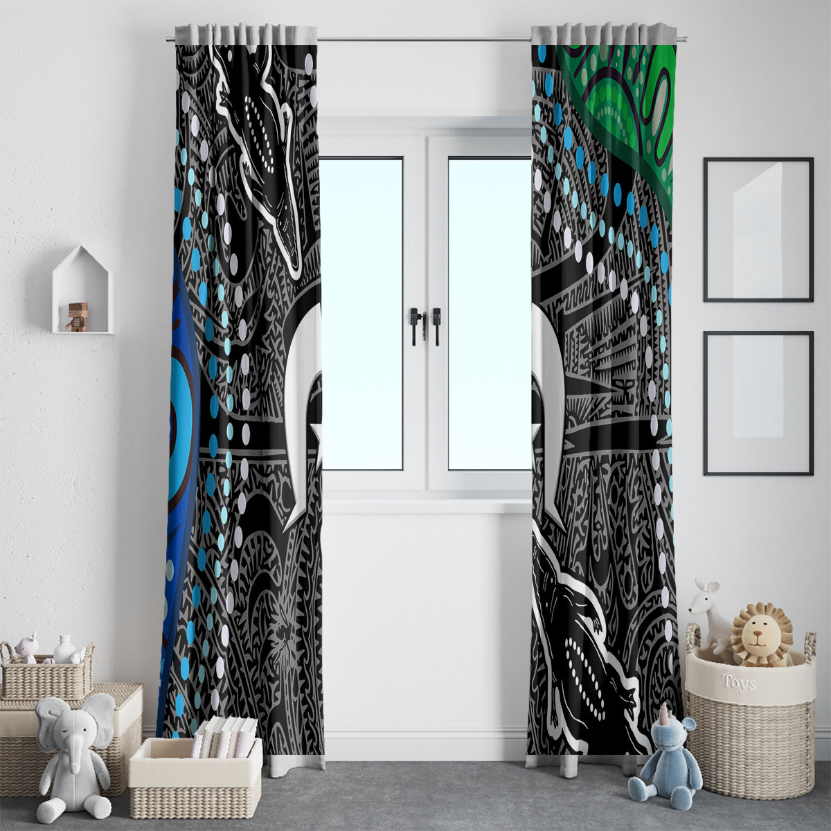 Torest Trait Islands Mix Crocodine Aboriginal Pattern Window Curtain - Wonder Print Shop