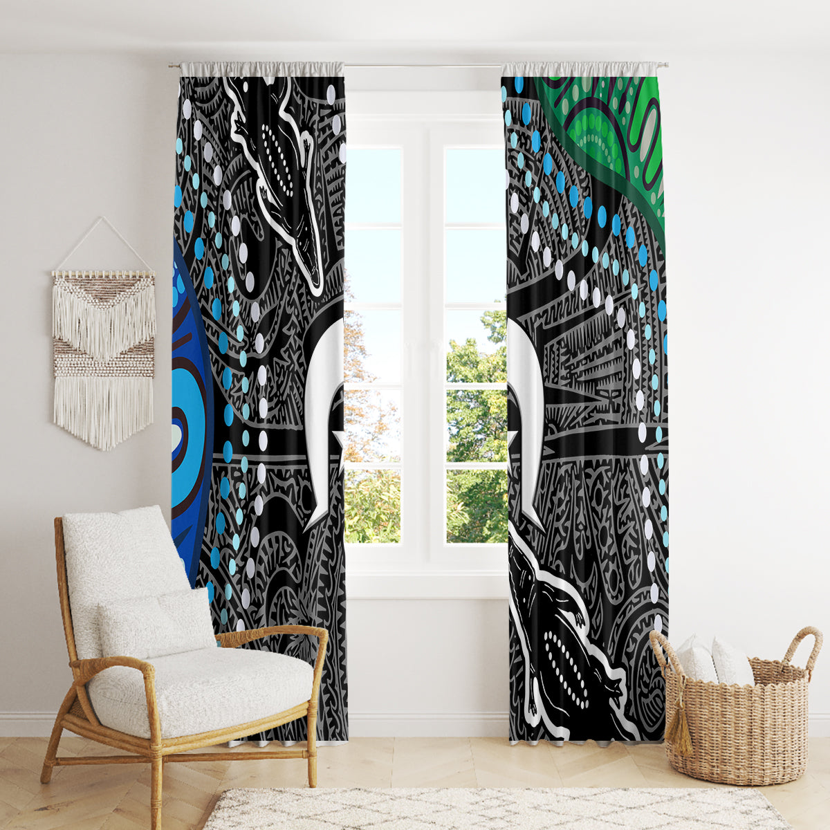 Torest Trait Islands Mix Crocodine Aboriginal Pattern Window Curtain - Wonder Print Shop