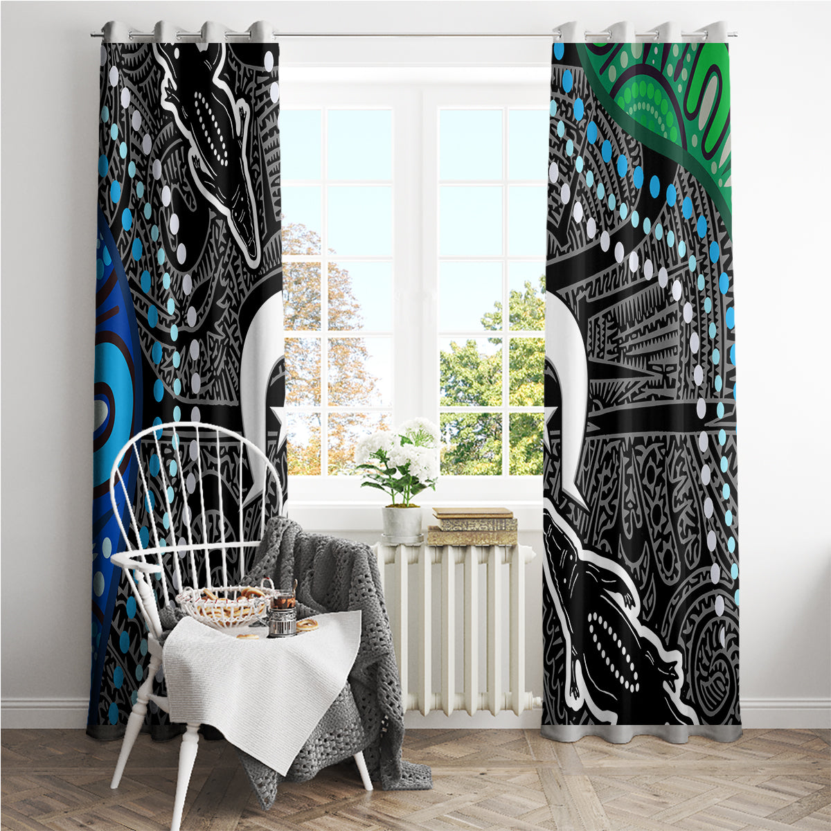 Torest Trait Islands Mix Crocodine Aboriginal Pattern Window Curtain - Wonder Print Shop