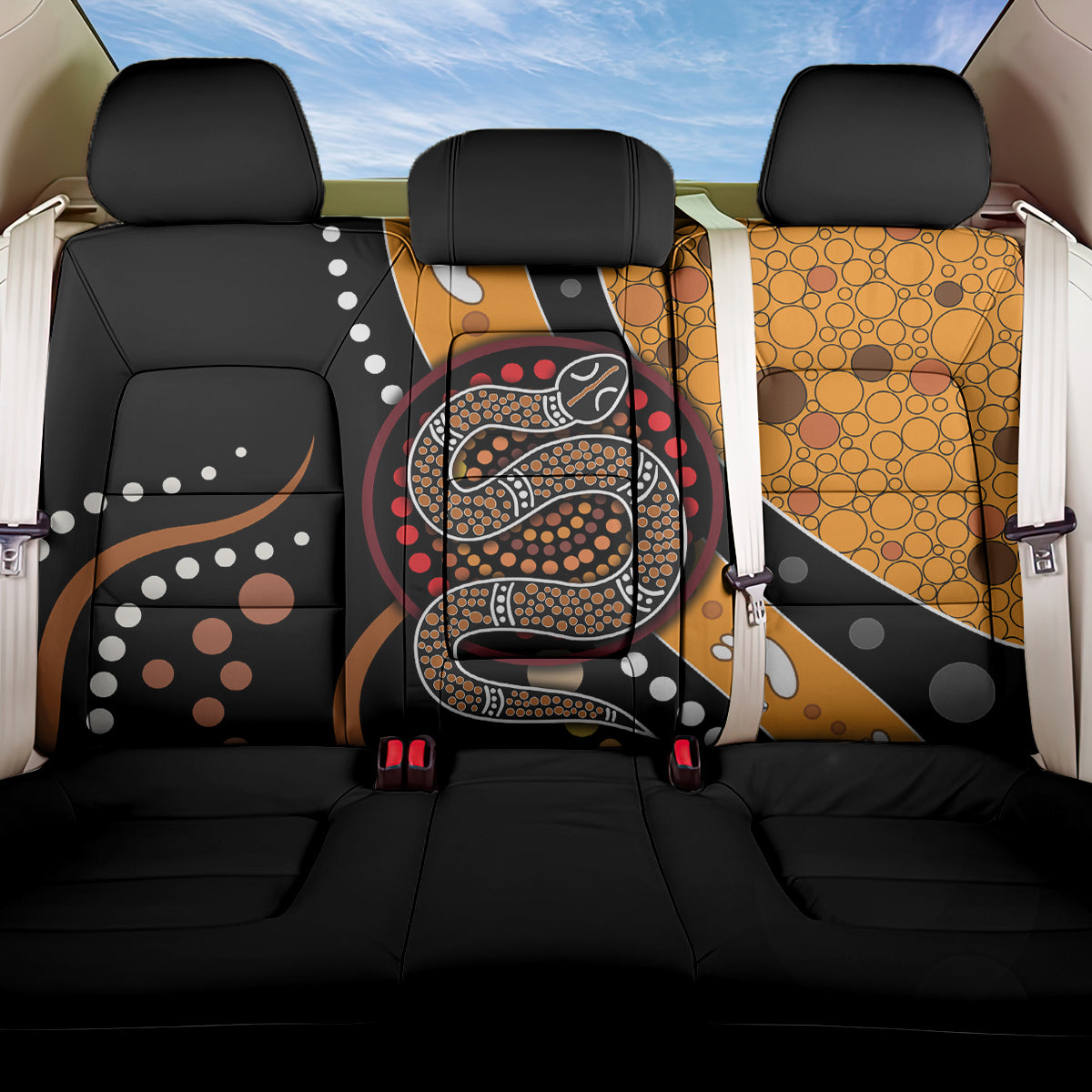 Aboriginal Snake Pattern Dot Art Back Car Seat Cover - Wonder Print Shop