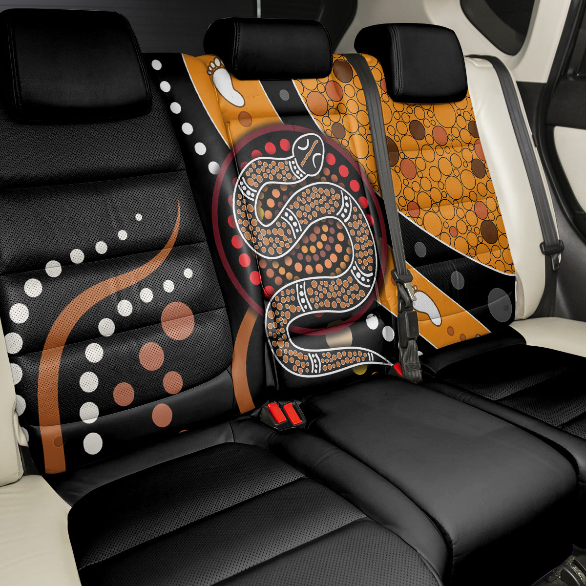 Aboriginal Snake Pattern Dot Art Back Car Seat Cover - Wonder Print Shop