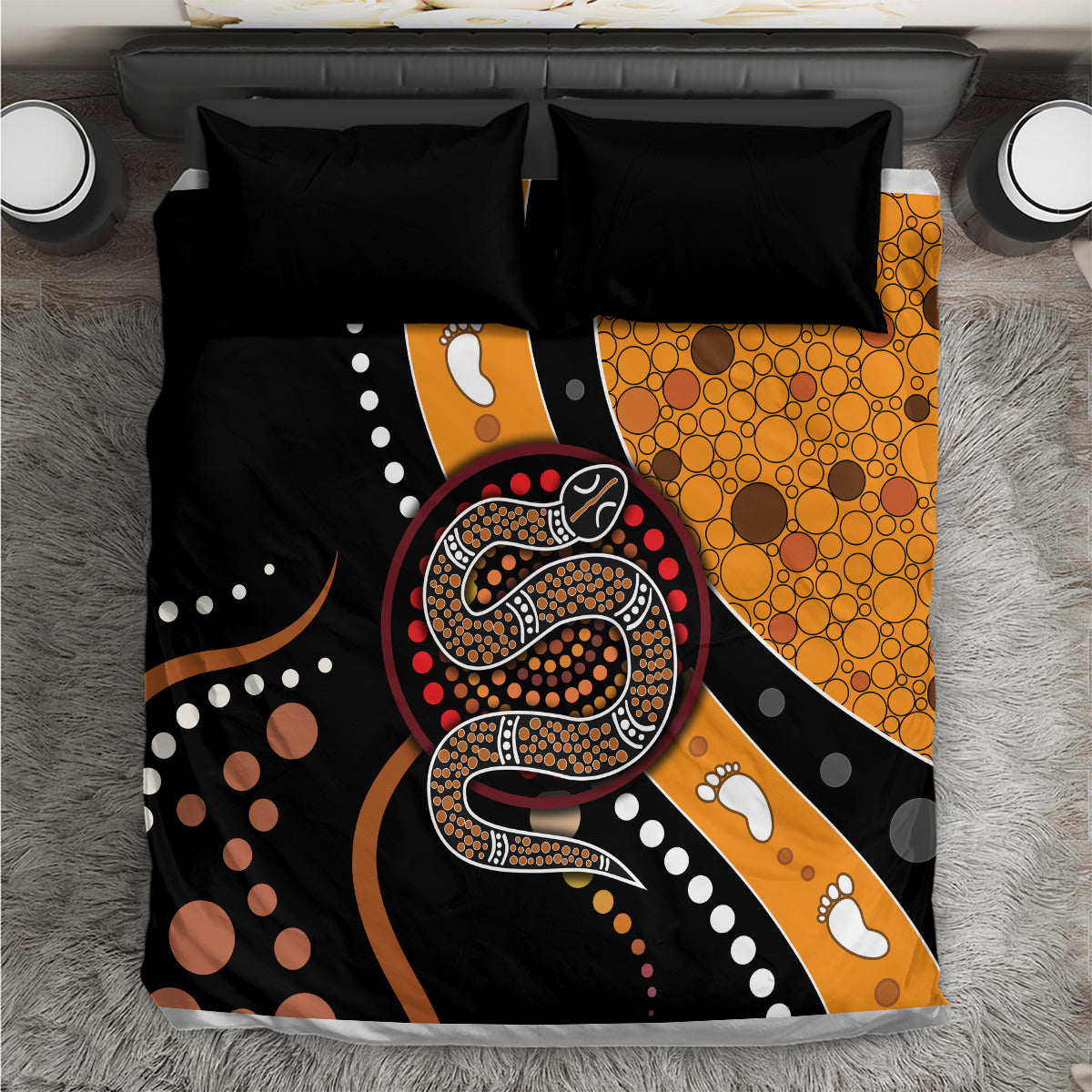 Aboriginal Snake Pattern Dot Art Bedding Set