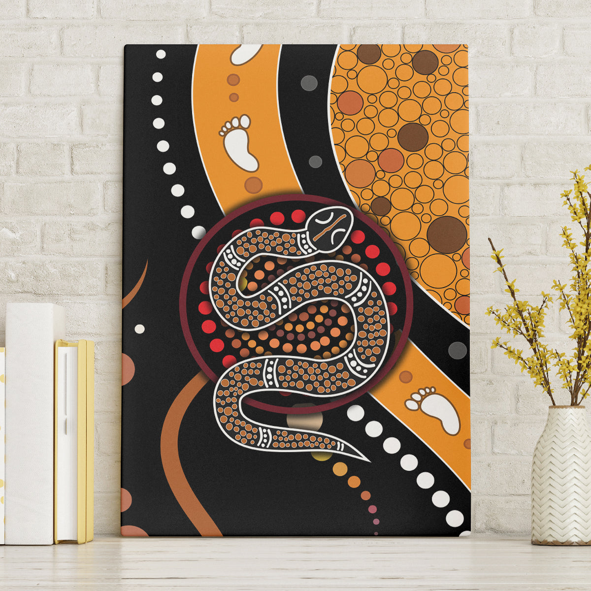 Aboriginal Snake Pattern Dot Art Canvas Wall Art - Wonder Print Shop
