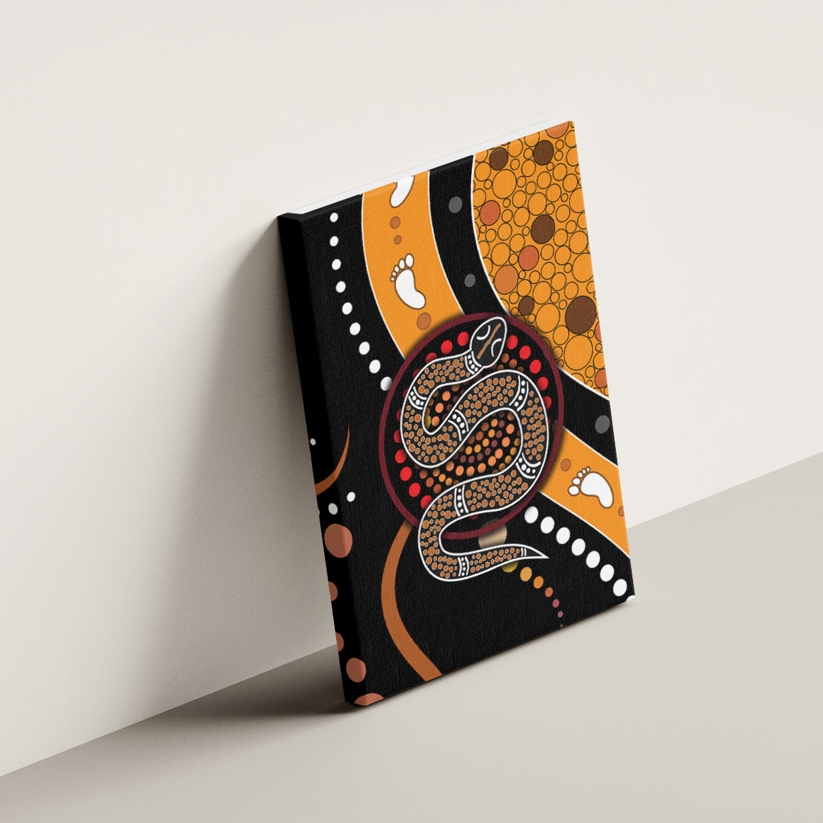 Aboriginal Snake Pattern Dot Art Canvas Wall Art - Wonder Print Shop