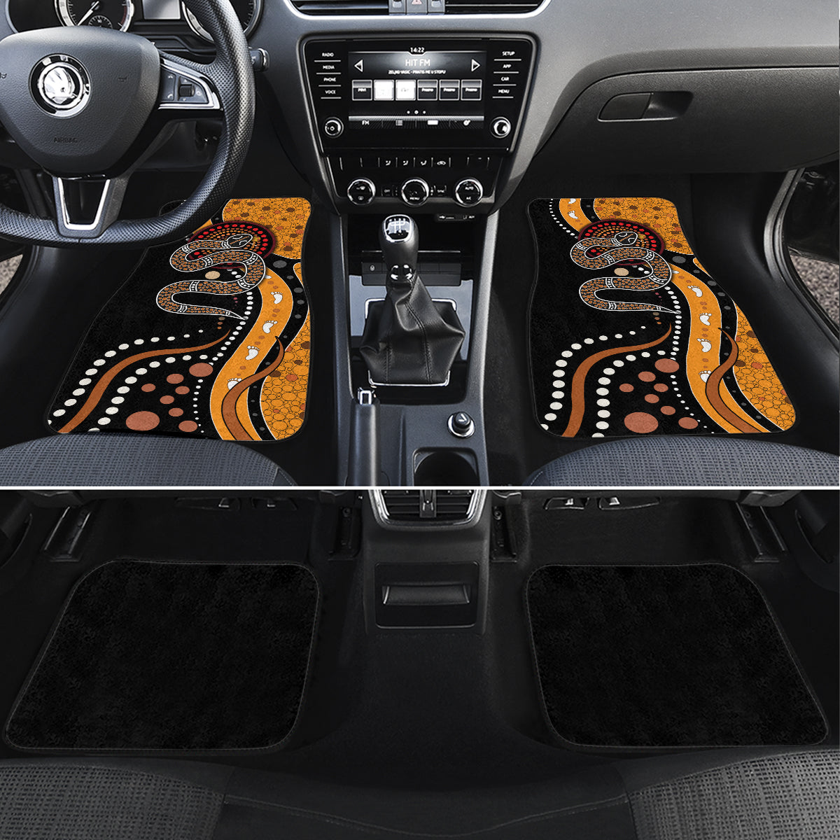 Aboriginal Snake Pattern Dot Art Car Mats - Wonder Print Shop