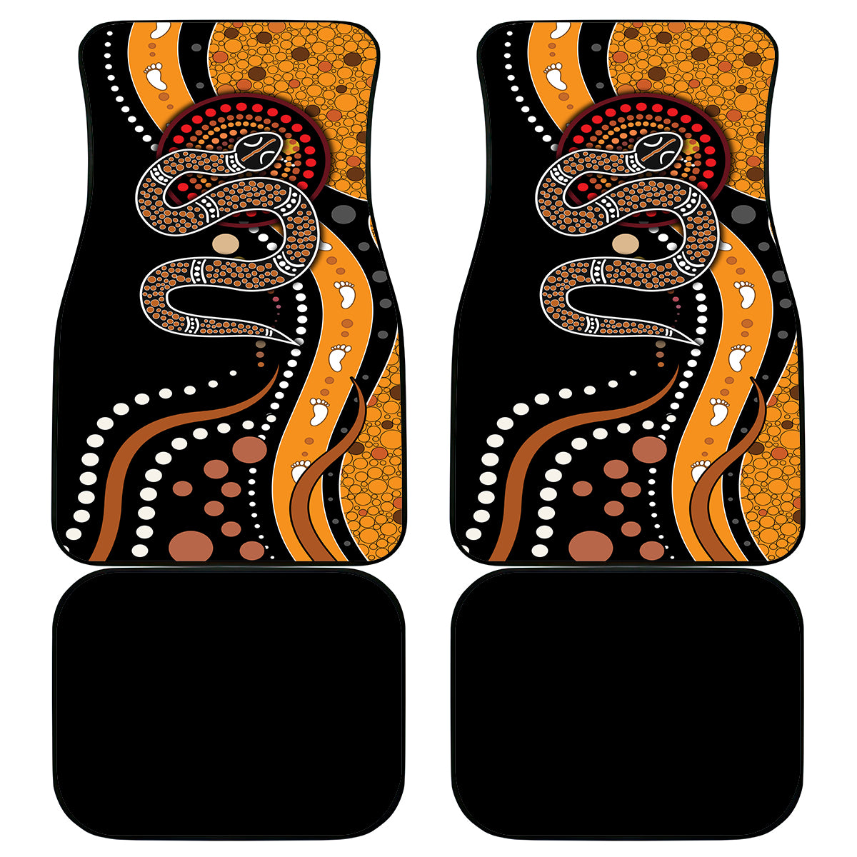 Aboriginal Snake Pattern Dot Art Car Mats - Wonder Print Shop