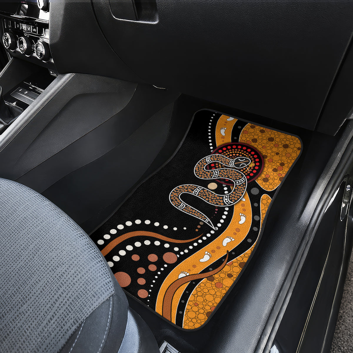 Aboriginal Snake Pattern Dot Art Car Mats - Wonder Print Shop