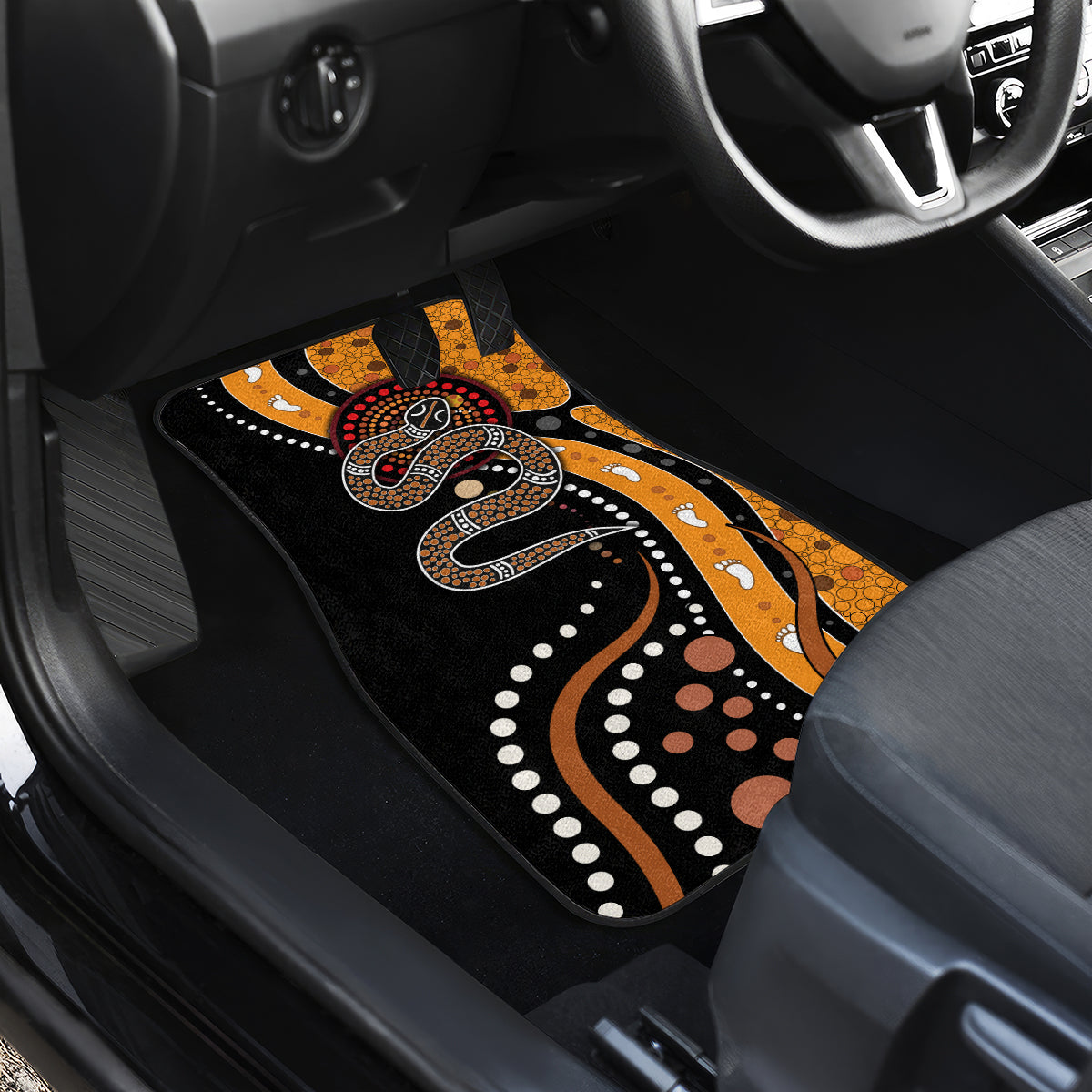Aboriginal Snake Pattern Dot Art Car Mats - Wonder Print Shop