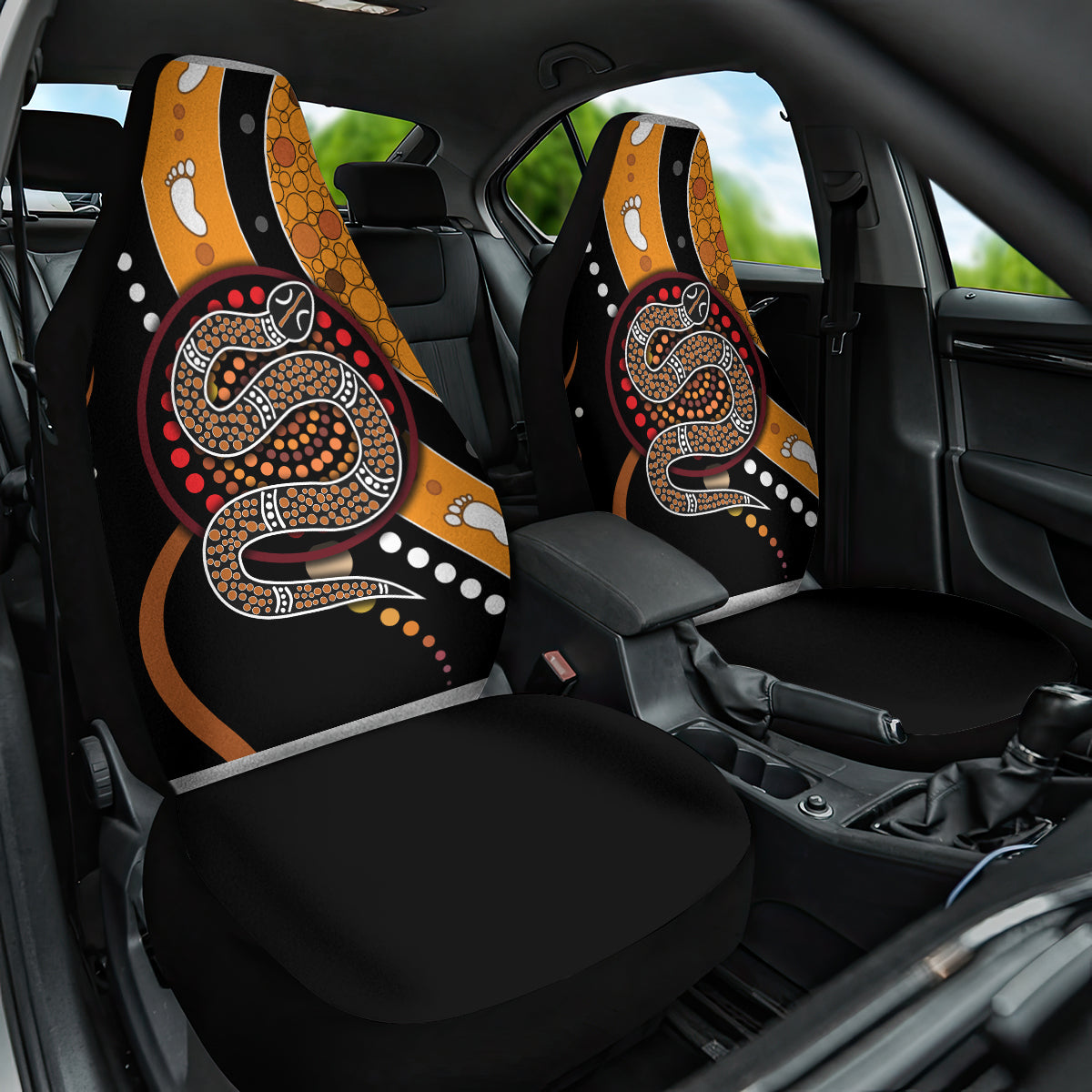 Aboriginal Snake Pattern Dot Art Car Seat Cover - Wonder Print Shop