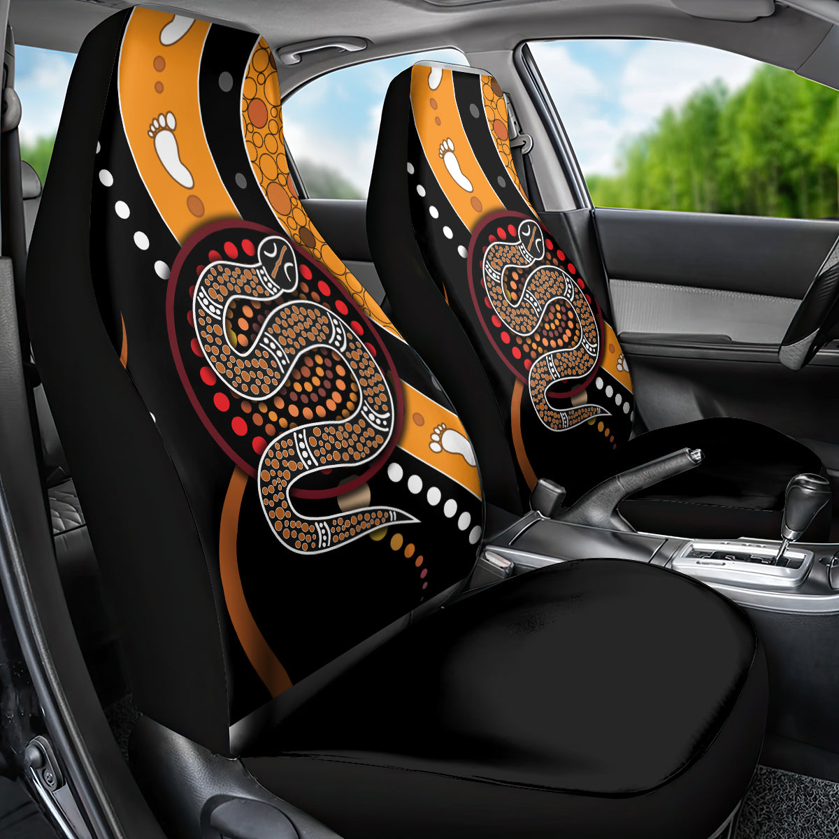 Aboriginal Snake Pattern Dot Art Car Seat Cover - Wonder Print Shop