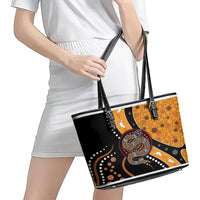 Aboriginal Snake Pattern Dot Art Leather Tote Bag - Wonder Print Shop