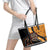 Aboriginal Snake Pattern Dot Art Leather Tote Bag - Wonder Print Shop